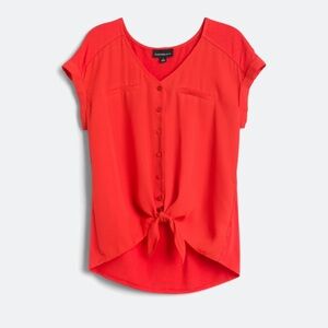 Lucy Mixed Material Tie-Front Blouse
